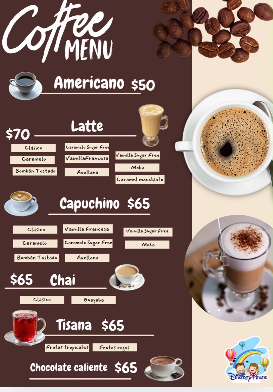 Menú de café caliente